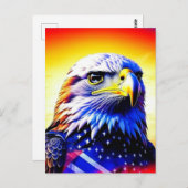 Patriotic Eagle and American Flag Postkarte (Vorne/Hinten)