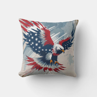 Patriotic Eagle Art Throw Pillow Kissen