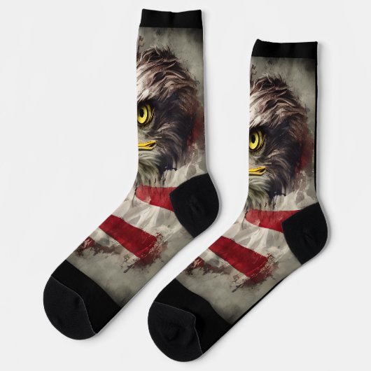 Patriotic Eagle auf US Flag Stars Stripes Socks Socken (Linkes Detail)