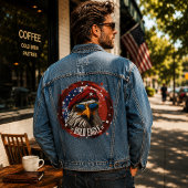 Patriotic Eagle Beret Denim Jacket Jeansjacke