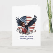 Patriotic Eagle & Boy All American Birthday Karte (Vorderseite)