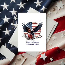 Patriotic Eagle & Boy All American Birthday Karte