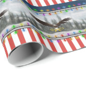 Patriotic Eagle Christmas Lights Wrapping Paper Geschenkpapier (Rolleneckpunkt)