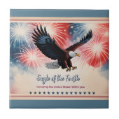 Patriotic Eagle Fireworks 1776–2026 US Keepsake Fliese (Vorderseite)