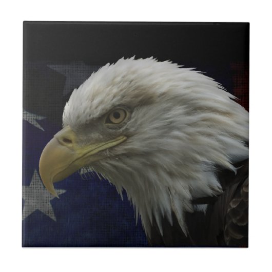 Patriotic Eagle & Flag Fliese (Vorderseite)