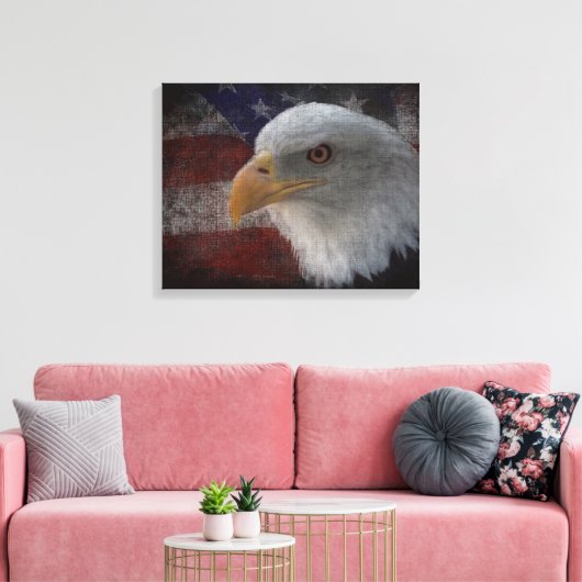 Patriotic Eagle & Flag Leinwanddruck (Insitu (Wohnzimmer))