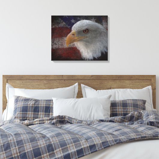Patriotic Eagle & Flag Leinwanddruck (Insitu (Schlafzimmer))