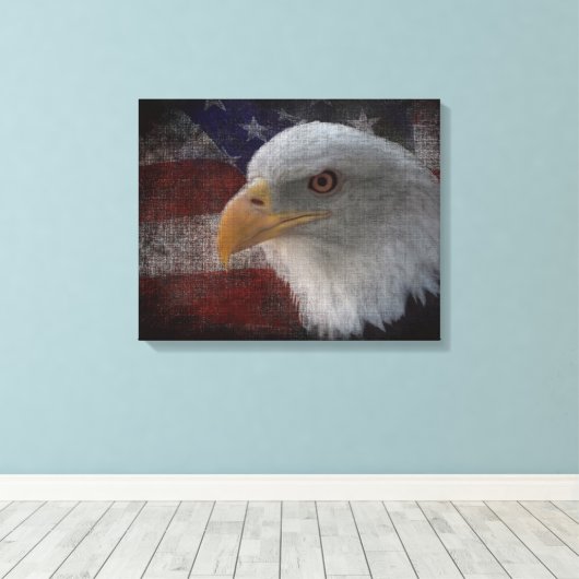 Patriotic Eagle & Flag Leinwanddruck (Insitu (Holzboden))