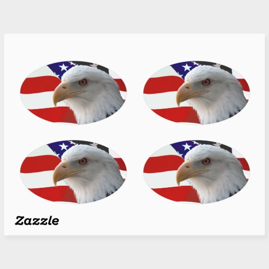 Patriotic Eagle & Flag Ovaler Aufkleber (Blatt)