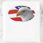Patriotic Eagle & Flag Ovaler Aufkleber (Tasche)