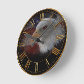 Patriotic Eagle & Flag Runde Wanduhr (Winkel)