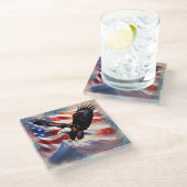 Patriotic Eagle Glass Untersetzer (Schrägansicht)