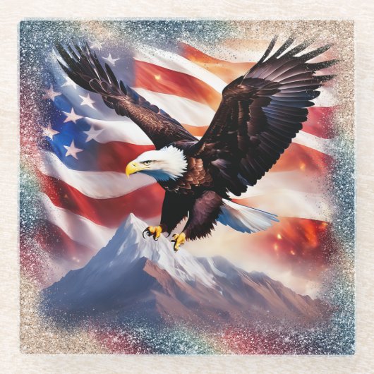 Patriotic Eagle Glass Untersetzer (Vorderseite)