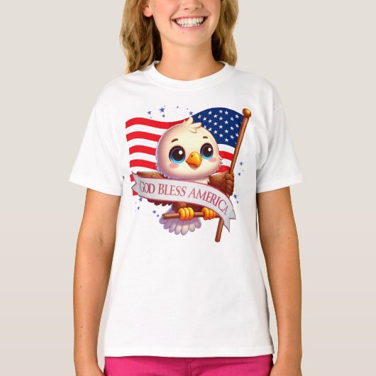 Patriotic Eagle GOD BLESS AMERICA Fahne, USA 🦅 🇺 T-Shirt (Vorderseite)