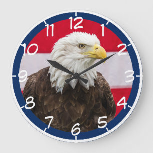 Patriotic Eagle Große Wanduhr