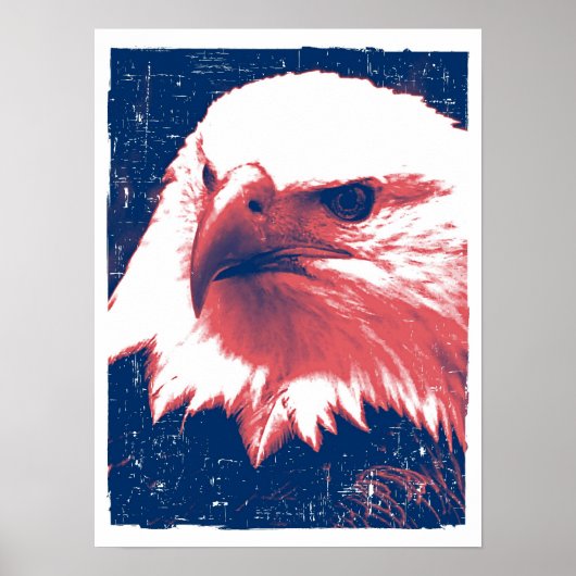 Patriotic Eagle - Grunge Kunst Poster (Vorne)