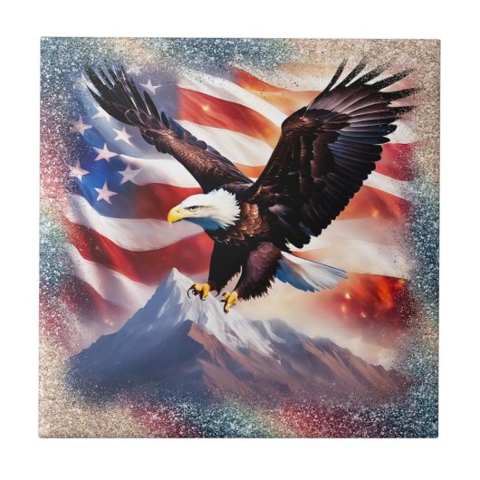 Patriotic Eagle Keramik Tile Fliese (Vorderseite)