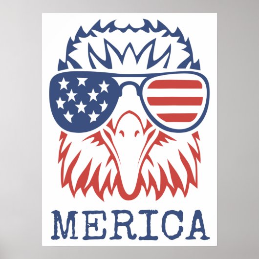 Patriotic Eagle Merica 4. Juli American Flag T Poster (Vorne)