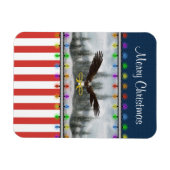 Patriotic Eagle Merry Christmas Square Magnet (Horizontal)