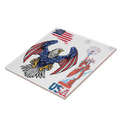 Patriotic Eagle mit US-Flaggendesign Fliese (Seite)