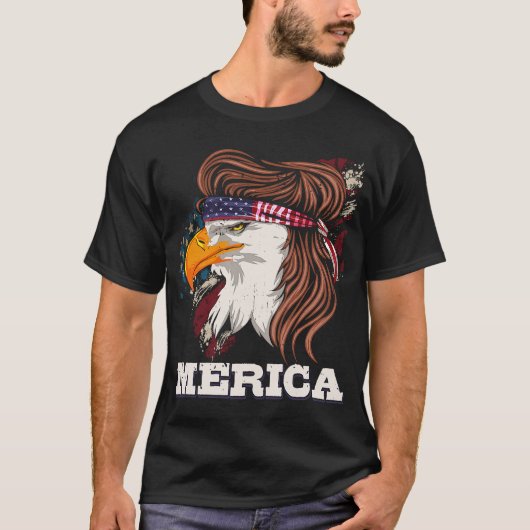 Patriotic Eagle Mullet 4. Juli American Pride T-Shirt (Vorderseite)
