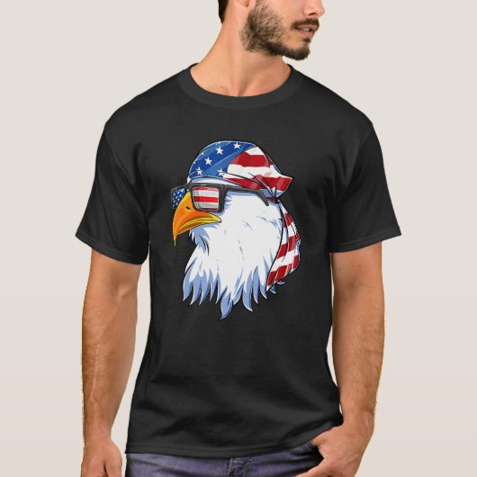 Patriotic Eagle Mullet 4. Juli USA Fl T-Shirt (Vorderseite)