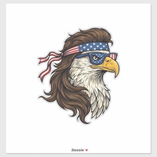 Patriotic Eagle Mullet Vintage Engraving Vector De Aufkleber (Blatt)