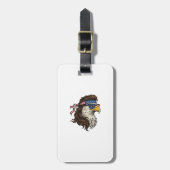 Patriotic Eagle Mullet Vintage Engraving Vector De Gepäckanhänger (Vorderseite vertikal)