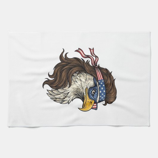 Patriotic Eagle Mullet Vintage Engraving Vector De Geschirrtuch (Horizontal)