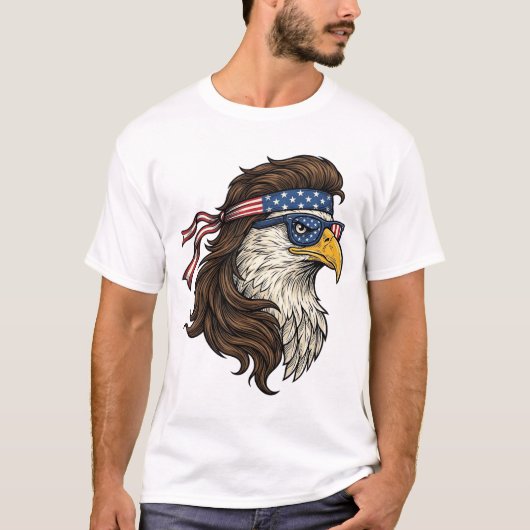 Patriotic Eagle Mullet Vintage Engraving Vector De T-Shirt (Vorderseite)