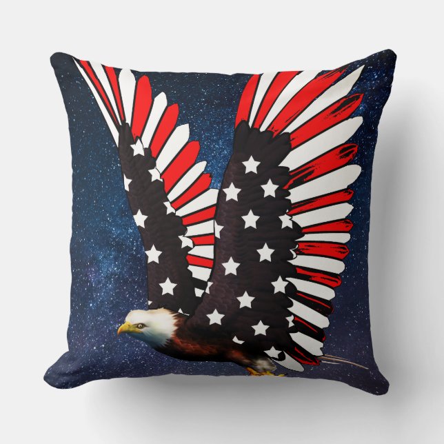 Patriotic Eagle Pillow – Bold American Spirit Unde Kissen (Vorderseite)