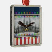 Patriotic Eagle Silver gerahmt Square Ornament (Rechts)