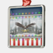 Patriotic Eagle Silver gerahmt Square Ornament (Links)