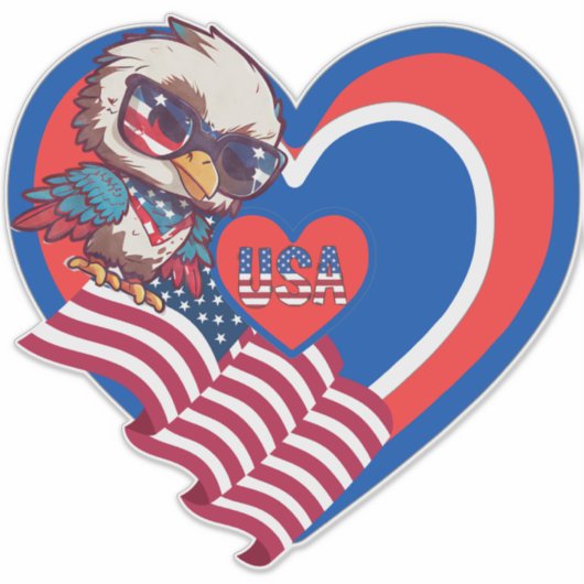 patriotic eagle USA Custom-Cut Vinyl Sticker (Vorderseite)