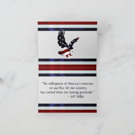 Patriotic Eagle Veteran Danke Karte (Innenseite)