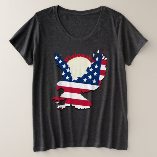 Patriotic Eagle Visionary American Flag Design Große Größe T-Shirt (Design vorne)