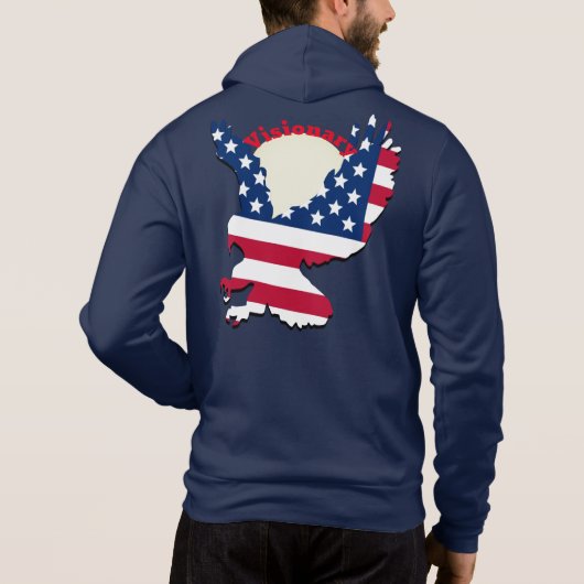 Patriotic Eagle Visionary American Flag Design Hoodie (Rückseite)