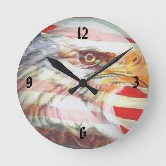 Patriotic Eagle Wall Clock Runde Wanduhr (Vorderseite)