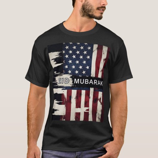 Patriotic Eid Mubarak American Flag Mens TShirt (Vorderseite)