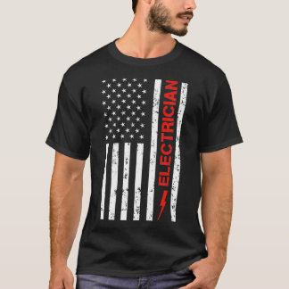 Patriotic Electrical American USA Flag Funny Line T-Shirt
