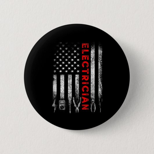 Patriotic Electrician American Flag Fathers Day  Button (Vorderseite)