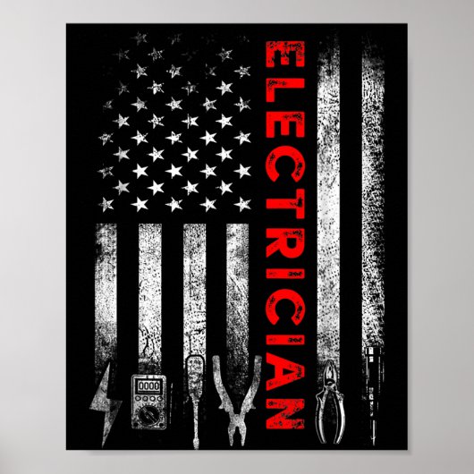 Patriotic Electrician American Flag Fathers Day  Poster (Vorne)