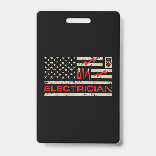 Patriotic Electrician American Flag Weihnachtsfeie Ausweis