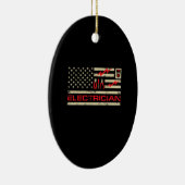 Patriotic Electrician American Flag Weihnachtsfeie Keramik Ornament (Rechts)