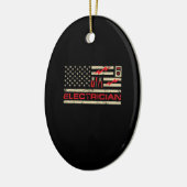 Patriotic Electrician American Flag Weihnachtsfeie Keramik Ornament (Links)