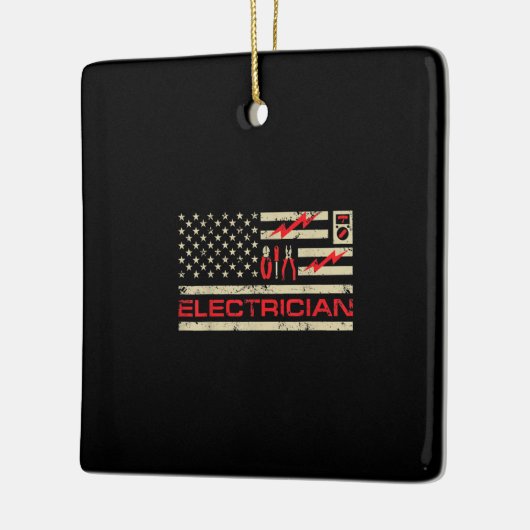 Patriotic Electrician American Flag Weihnachtsfeie Keramikornament (Links)