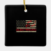 Patriotic Electrician American Flag Weihnachtsfeie Keramikornament (Vorderseite)