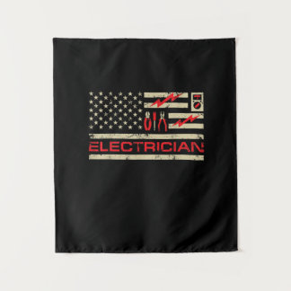 Patriotic Electrician American Flag Weihnachtsfeie Wandteppich