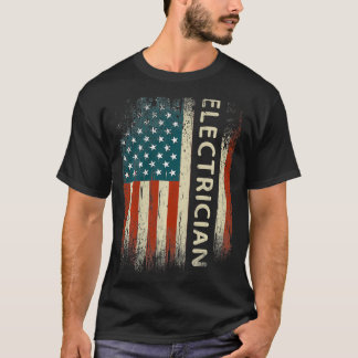 Patriotic Electrician Gifts American USA Flag Funn T-Shirt