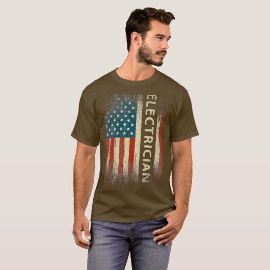 Patriotic Electrician spendet amerikanische Flagge T-Shirt (Vorne ganz)